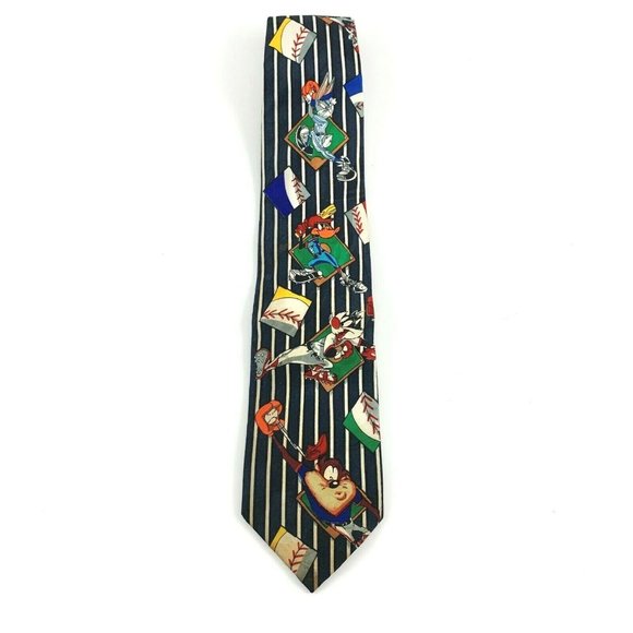 Looney Tunes Mania Men's Novelty Necktie: Baseball. Bugs, Daffy, Sylvester. 1992 - Picture 2 of 5